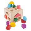 Toy Time Wooden Shape Sorter Cube Puzzle Toy with Shape Cutouts and Geometric Blocks Activity for Toddlers 714472EJH